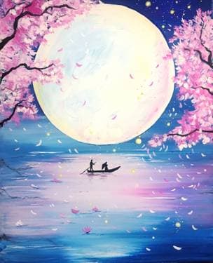 Cherry Blossom Dreamboat - Paint and sip event at Boston Pizza Milton in Milton, ON - PaintNite.com