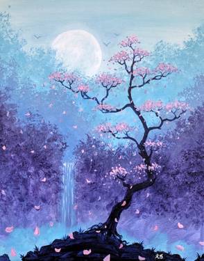 Twilight Blossom paint Nite at Murphy's Sports Bar — Painting