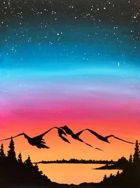 Starry mountain silhouette at Best Western Premier at Fisher's Landing — Painting