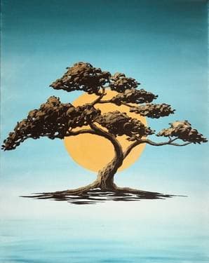 Golden Bonsai Tranquility - Paint Nite event in Worcester, MA