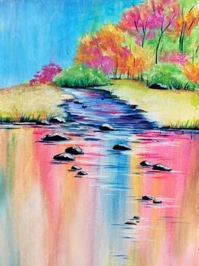 Colorful Lake Reflections - Paint and sip event at Jersey Lily's Roadhouse - Salem in Salem, VA - PaintNite.com