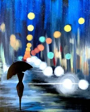 Night Walk in the City — Painting
