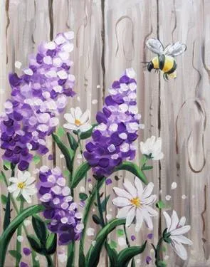 Bee-utiful Barnyard Lilacs at Rec Room WEM — Painting