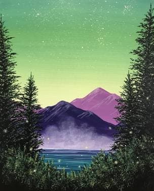 Neon Skies and Fireflies - Paint Nite event in Sonoma, CA
