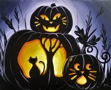 Pumpkin Cats Paint and Sip All Ages Halloween Event in Mesa Arizona — Painting