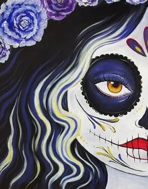 Bright Sugar Skull at D’Vine Mediterranean (Corona) — Painting