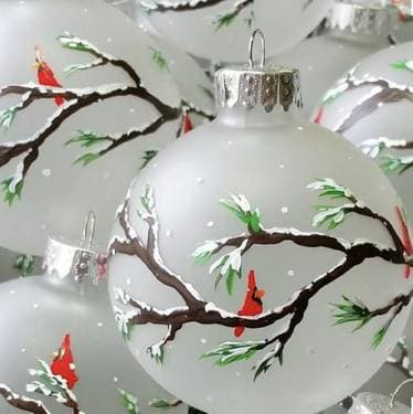 Christmas Cardinal Ornaments - Set of 3 - Paint Nite event in Coal Valley, IL