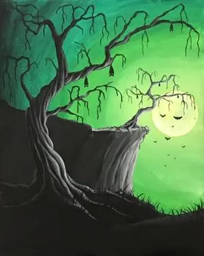 Twisted Trees and Bats Please! at Broadway Bar and Grill Portobello — Painting
