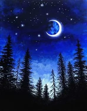 Moon Through The Pines at Boston Pizza Milton — Painting