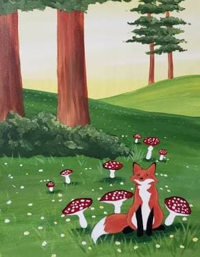 Fox in the Mushrooms - Paint Nite event in Chico, CA