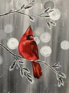Cardinal’s Winter Paradise, December 13th, Hi Wire Brewing Durham — Painting