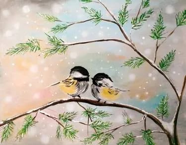 Chattering Chickadees — Painting