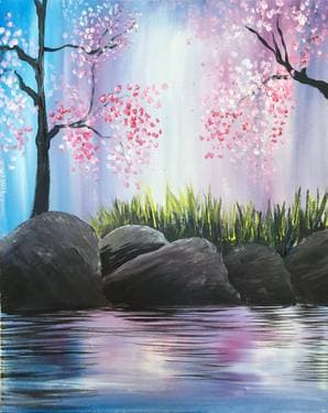 Cherry Blossoms on the Rocks - Paint Nite event in Saint-Jean-sur-Richelieu, QC