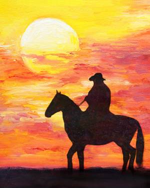 Sunset Cowboy in the Rose Room at Murphy's Irish Pub — Painting