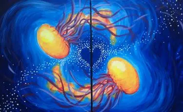 Jellyfish Love Partner Painting at Best Western Premier at Fisher's Landing — Painting