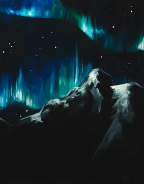 Dancing Along The Teal Colored Sky at TalkTales Entertainment — Painting