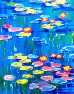 Monet's Vibrant Lily Pads at Dave & Buster's — Painting
