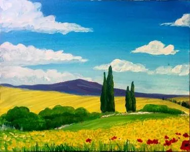 Tuscany Summer Fields at Mtn. Mike's on Cleveland in SRosa — Painting