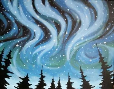 Snowy Northern Lights II at Wild Wing Woodside Square — Painting