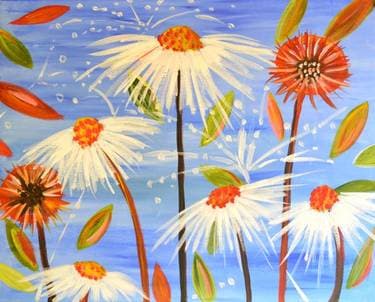 White Coneflowers - Paint Nite event in Encino, CA