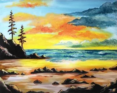 Ocean Sunset at Diana's Oyster Bar - Markham — Painting