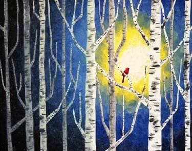 Cardinal in the Birches (horizontal) - Paint Nite event in Layton, UT