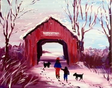 The Covered Bridge in Winter - Paint Nite event in sa, CA