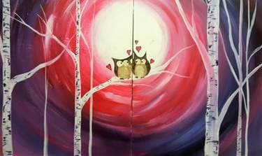 Owl Love You Partner Painting - Paint Nite event in Port Coquitlam, BC