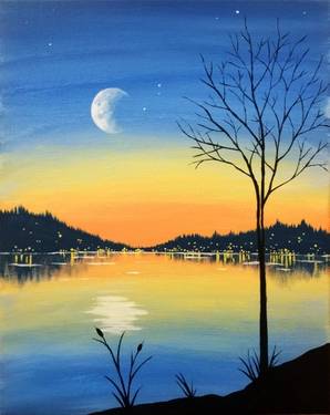 "Peaceful Pines" canvas painting at Boston Pizza Water Street — Painting