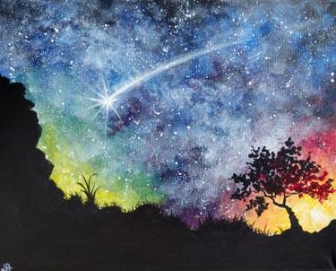 Starry Dessert Night — Painting