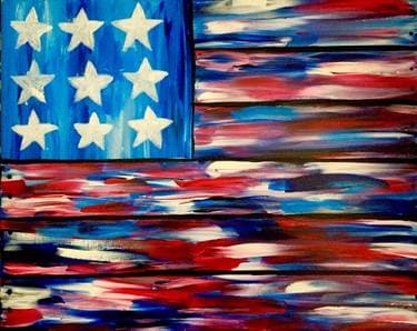 American Flag Faux Wood Board - Paint Nite event in Staten Island, NY