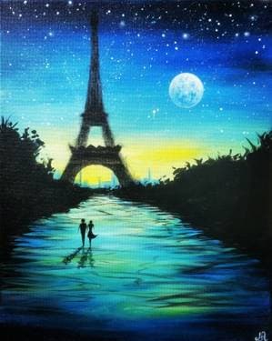 Moonlit Night In Paris - Paint Nite event in KENWOOD, CA