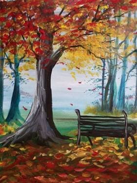 Waiting on Park Bench - Paint Nite event in Pasadena , CA
