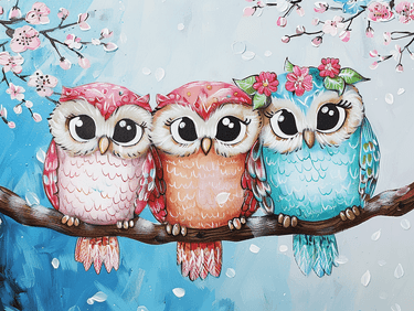 Owl Springtime Friends - Paint Nite event in Levittown, NY