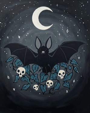 "Moonlit Bat" — Painting