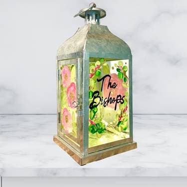 Family Name Customizable Lantern with Fairy Lights - Paint Nite event in New Salem, MA