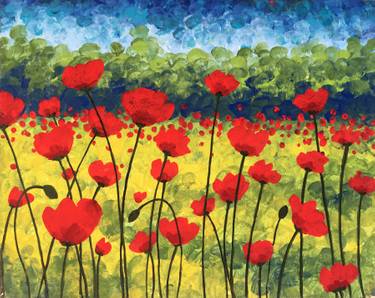Painting Poppy Field at the Bridge Public House — Painting