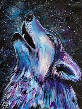 Midnight Woodland Wolf - Paint Nite event in Calgary, AB