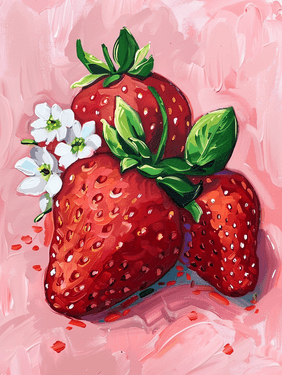 Fresh Strawberry Still Life — Painting