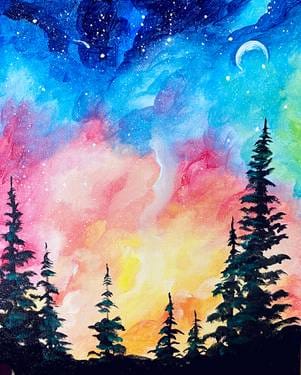 Galaxy Dream Pines at Boston Pizza Milton — Painting