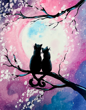 Kitty Cat Moon Love - Paint Nite event in Sacramento, CA