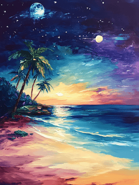 Summer Beach Moonlight - Paint Nite event in Mississauga, ON