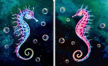Mystic Seahorse Love Partner Painting - Paint Nite event in Toronto, ON