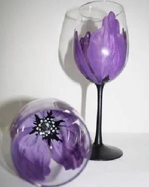 09/27/26 - Purple Poppies Wine Glasses — Painting