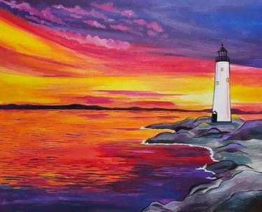 Vibrant Sky Lighthouse — Painting