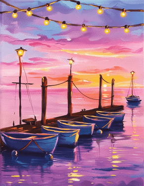 Sunset on The Nautical Mile - Paint Nite event in Freeport, NY