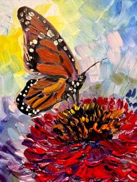 Monarch on a Zinnia - Paint Nite event in Salt Lake City, UT