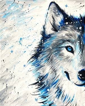 Winter WOLF in Snow - Paint Nite event in Salem, NH