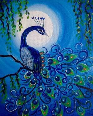 Moonlit Peacock - Paint Nite event in Sidney, BC