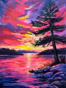 Vibrant Sunset Lake
